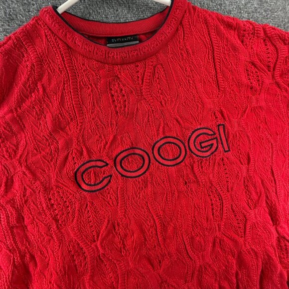 COOGI Australia Red Knit Pullover Sweater Spell Out Logo 3D Biggie 4XL Cotton - Picture 2 of 16